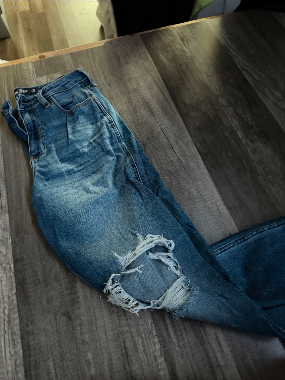 Hollister Distressed Blue Slim Straight Jeans